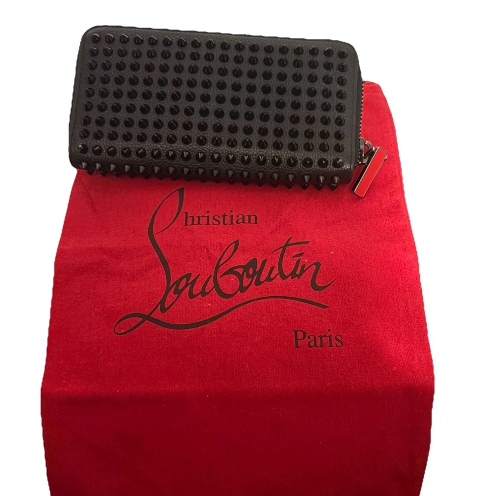 Christian Louboutin Panettone Spiked Long Wallet - Black Leather W/ Dust Bag